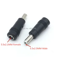 1 шт. 5,5x2,1 мм Женский до 5,5x2,5 мм Мужской адаптер питания постоянного тока ноутбук 5,5*2,1 женский и мужской 5,5*2,5