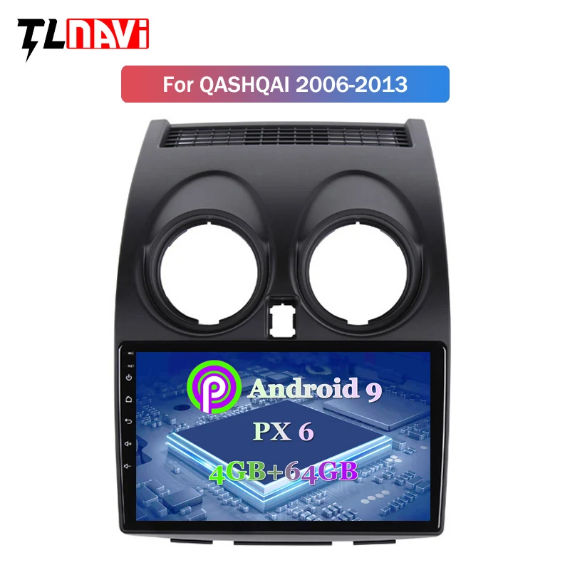 PX6 4G+ 64G Android 9,0 автомобильный аудио плеер 9 дюймов для Nissan Qashqai 2006-2013 Автомобильный gps навигация с ips-экраном, Playstore, Wifi