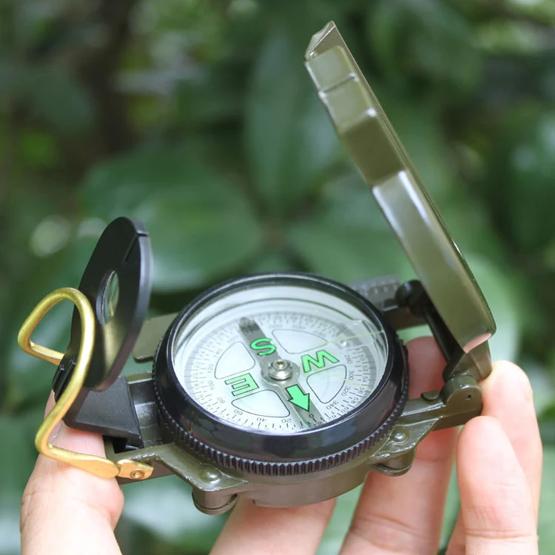 

Portable Army Green Folding Lens Compass Watch Metal Military Marching Camping Climbing Tool Handheld GPS Outdoor Tool