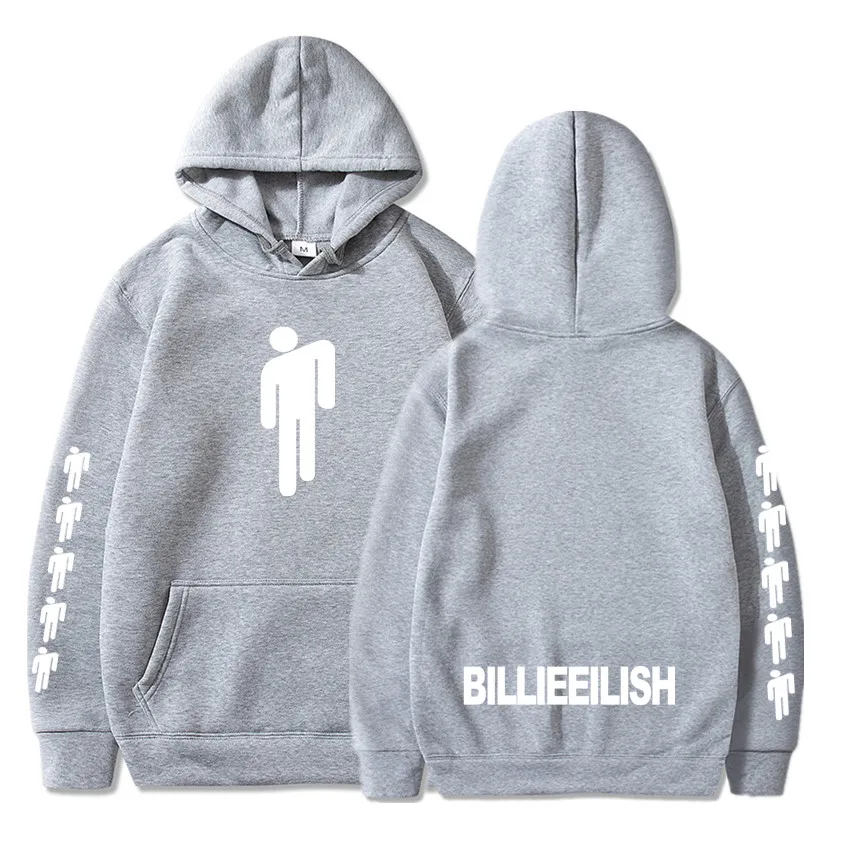 Billie Eilish модные толстовки с принтом женские/мужские толстовки с капюшоном и длинным рукавом горячая Распродажа повседневные трендовые уличные толстовки - Цвет: lightgrey252-253-254
