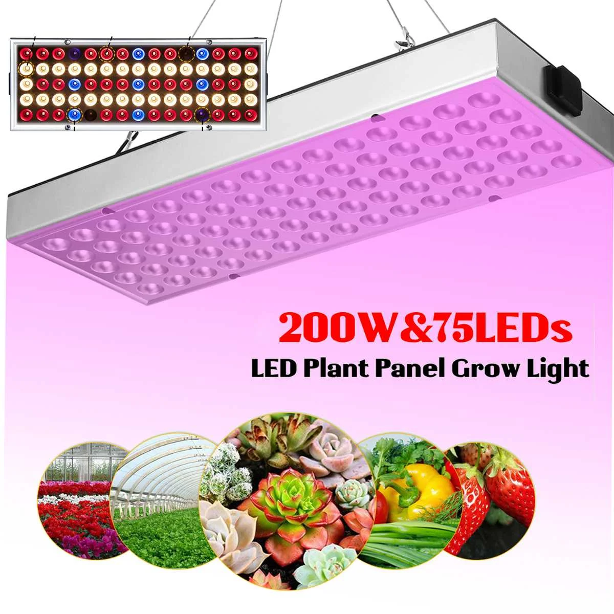 2000W LED Grow Light Full Specturm Veg and Flower Bloom Grow Light Kit Energy Saving for Hydroponic IndoorRope Hanger+Power Cord