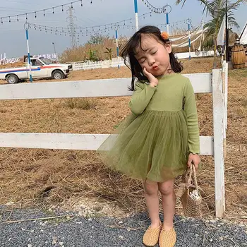 

2020 New Girls Casual Dress Kids Party Tutu Dress Long Sleeve Spring Autumn Children Princess Dresses Girls Party Vestidos