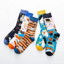 Женские счастливые носки Красочные Креативные носки с персонажами из мультфильмов Носки с рисунком тенденция носки для девочек хлопок Для мужчин носков стандартной длины сумо зимняя х/б носки 5 пар/компл