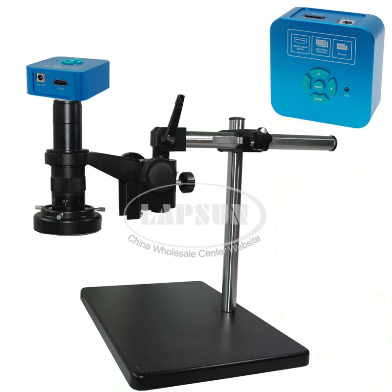 Latest 1/2 inch big size SONY CMOS HDMI Industry Lab Microscope Camera 1080P 60FPS Output Barlow Lens Stand Ring Light