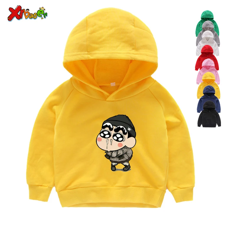 Милые толстовки Crayon Shin Chan; Сезон Зима; забавные толстовки с капюшоном; коллекция года; зимняя одежда с длинными рукавами с героями мультфильмов для мальчиков; толстовки; От 2 до 9 лет - Цвет: Kids Hoodies