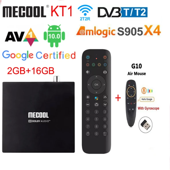 mecool kt1 Google Certificated TV Box Android 10 DVB-T/T2 Amlogic S905X4 AV1 4K 2T2R Dual WIFI BT Media Player Set-Top Box