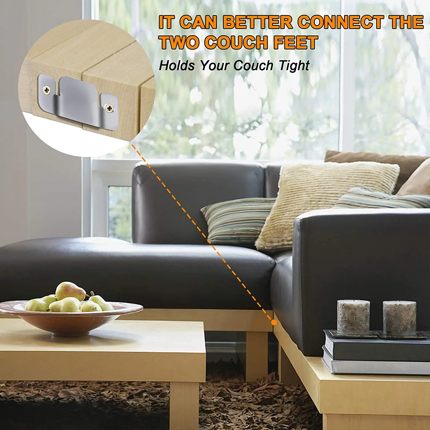 Bed Slats Connectors 8Pcs Stainless Steel Sectional Connector Furniture Interlock Bracket With Screws For Sofa Photo Frame Mirror