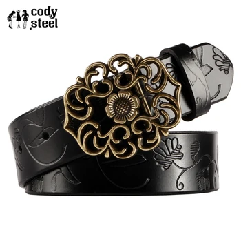 

Cody Steel Stylish Belts Luxury Lady Split Leather Fashion Women Design Belt Diamond Alloy Gold Buckle Punk Belt Woman