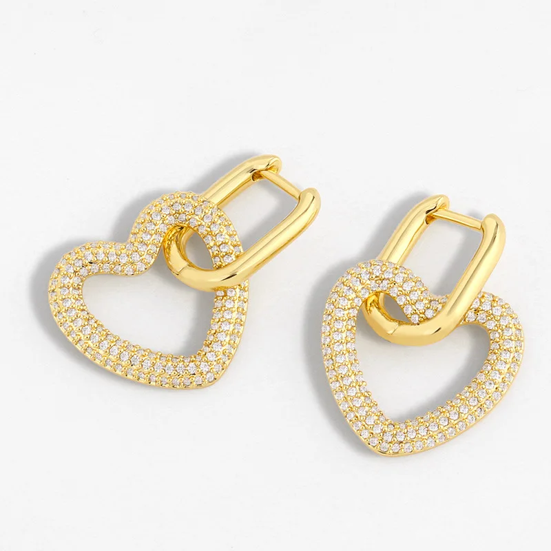 

Funmode Gold Color Heart Pendant Hanging Earrings Hoop Earring For Women Wedding Party Jewelry Accessoires Wholesale FE243