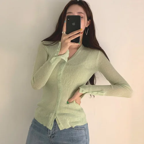 

cardigan sweater Sweater Women Cardigan Long Sleeve Girls Tops skinny Autumn New Elegant Female Knitted Outerwear Sweater