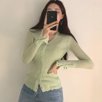 

cardigan sweater Sweater Women Cardigan Long Sleeve Girls Tops skinny Autumn New Elegant Female Knitted Outerwear Sweater