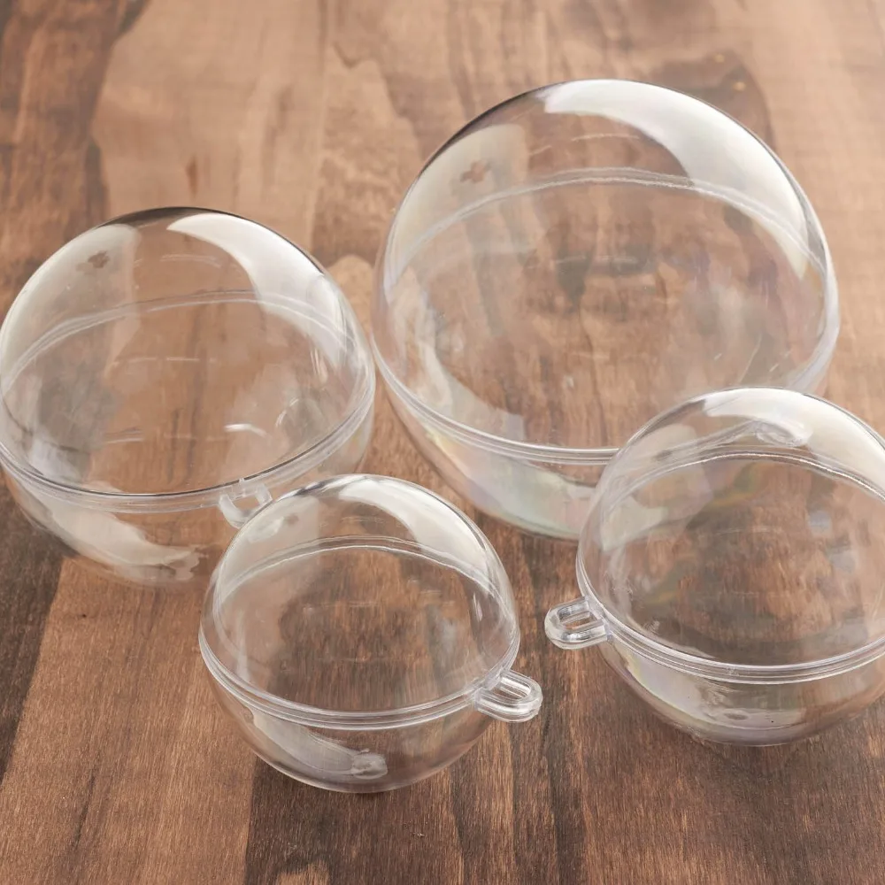 24 шарика/Лот 100 мм DIY Форма для бомбочек для ванн рождественские украшения подвесные акриловые шарики прозрачный пластиковый заполняемый мяч орнамент