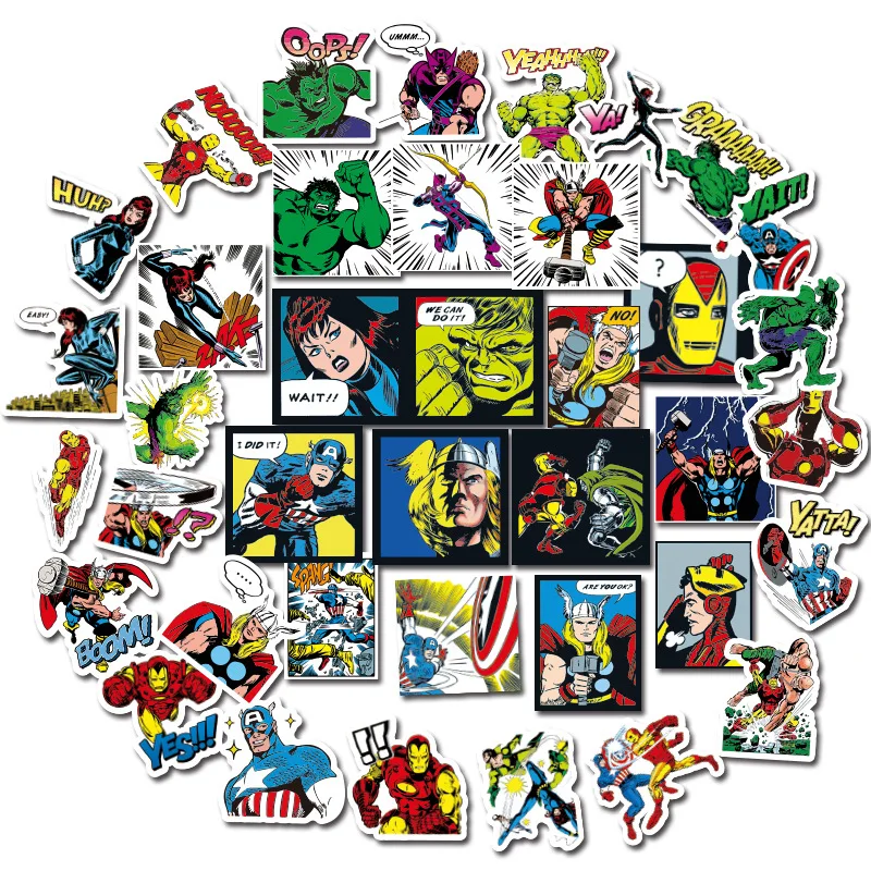 

Disney Marvel Anime Avengers Sticker Children's Cartoon Mini Handbook Sticker Mobile Water Cup Waterproof Sticker Pack