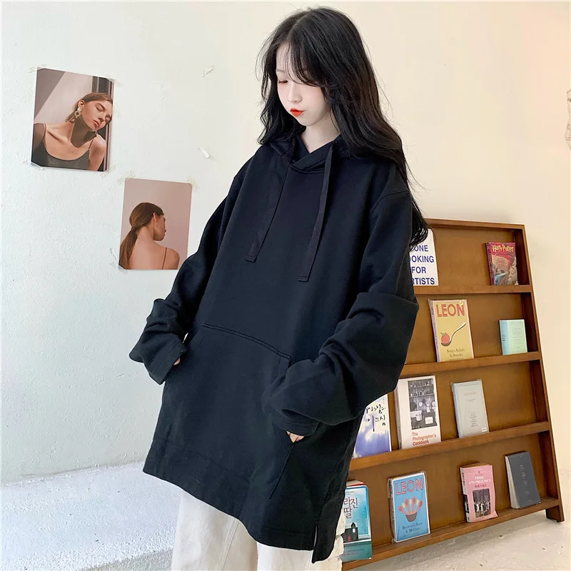 

za 2020 Winter New models hoodies women Loose Long sleeves Velvet thickening winter clothes women bts