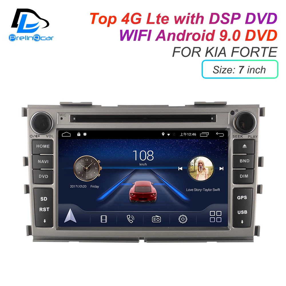 Android 9,0 DSP сабвуфер 4G Lte Мультимедиа gps DVD плеер для KIA Forte подголовник автомобиля монитор Радио Стерео навигационная система