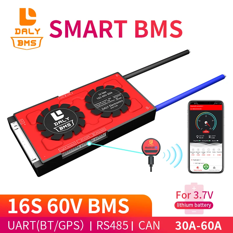 Защитная плата Daly 3 7 в 18650 Smart BMS 16S 60 30A 40A 50A 60A литий-ионная литиевая баланс Bluetooth