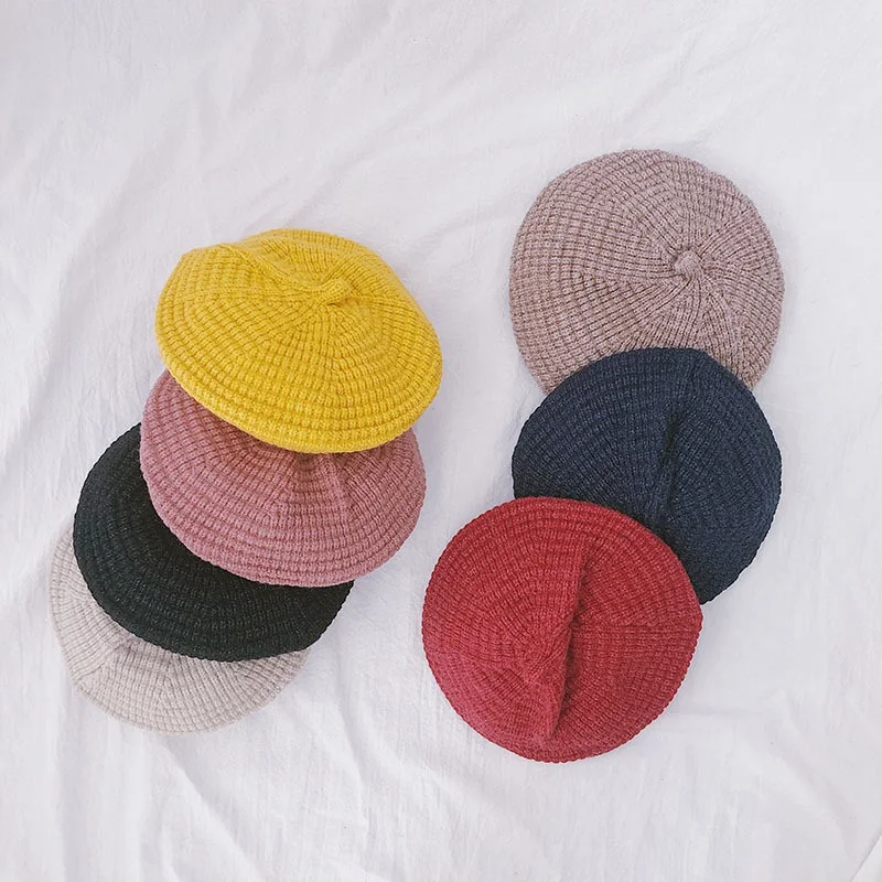 Новые модные вязаные береты на осень и зиму шапки для детей детские теплые шляпки