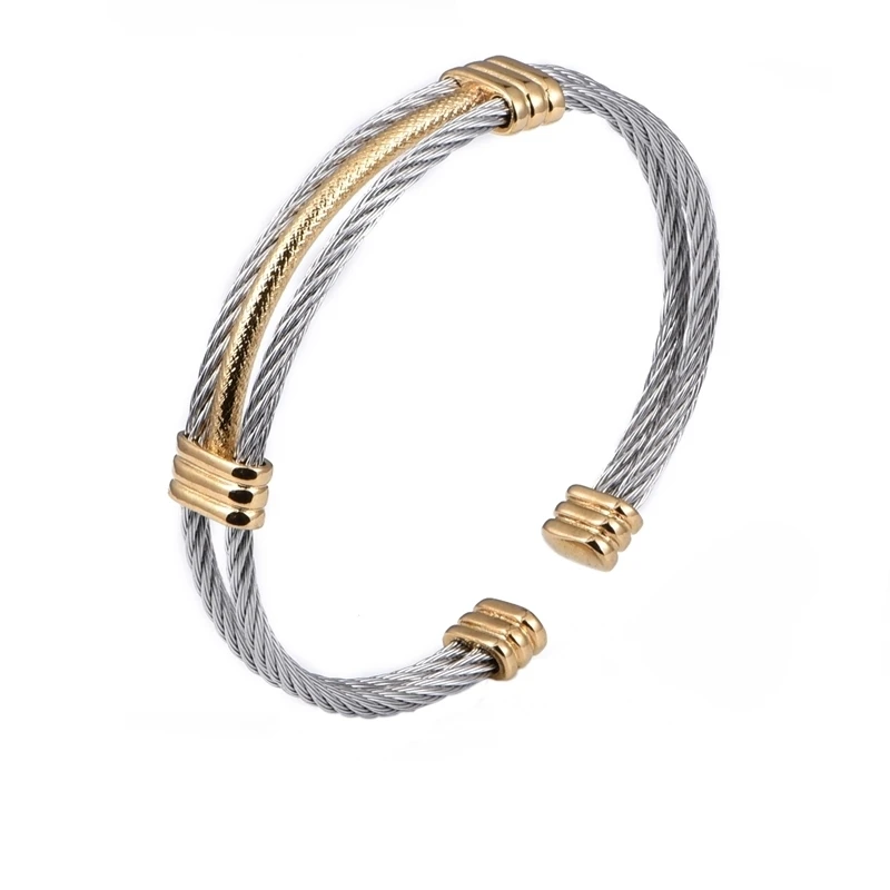 Hot Sale Stainless Steel Jewelry Wire Knot Cuff Bracelet Gold Color Bracelets & Bangles For Men & Women Infinite Open Bangle