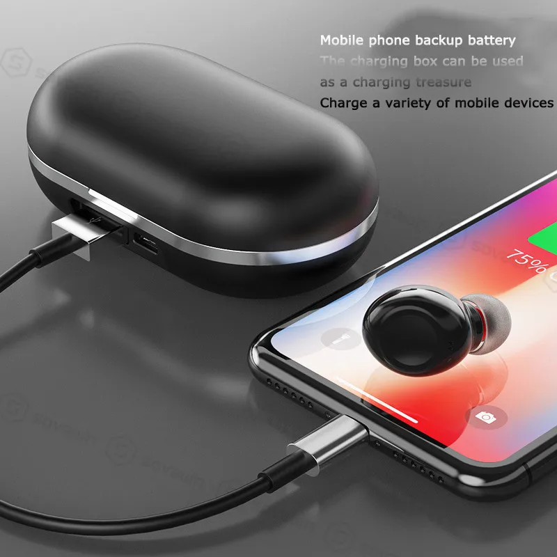 Стерео наушники сенсорные Bluetooth наушники 5,0 Tws беспроводные Bluetooth водонепроницаемые спортивные с шумоподавлением умные сенсорные наушники для телефона