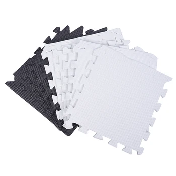 

10 Piece Eva Foam Puzzle Exercise Mat Interlocking Floor Tiles -- White and Black