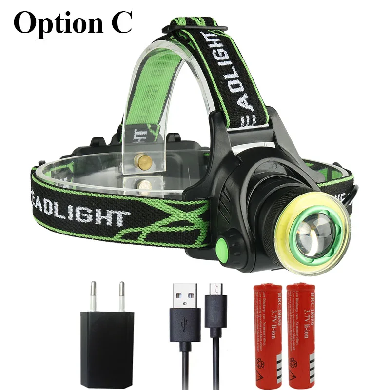 Litwod Z20 7403 CREE XM-L2 T6 COB 10000лм светодиодный налобный фонарь фара Micro USB зарядное устройство Головной фонарь портативный фонарь - Испускаемый цвет: Option C