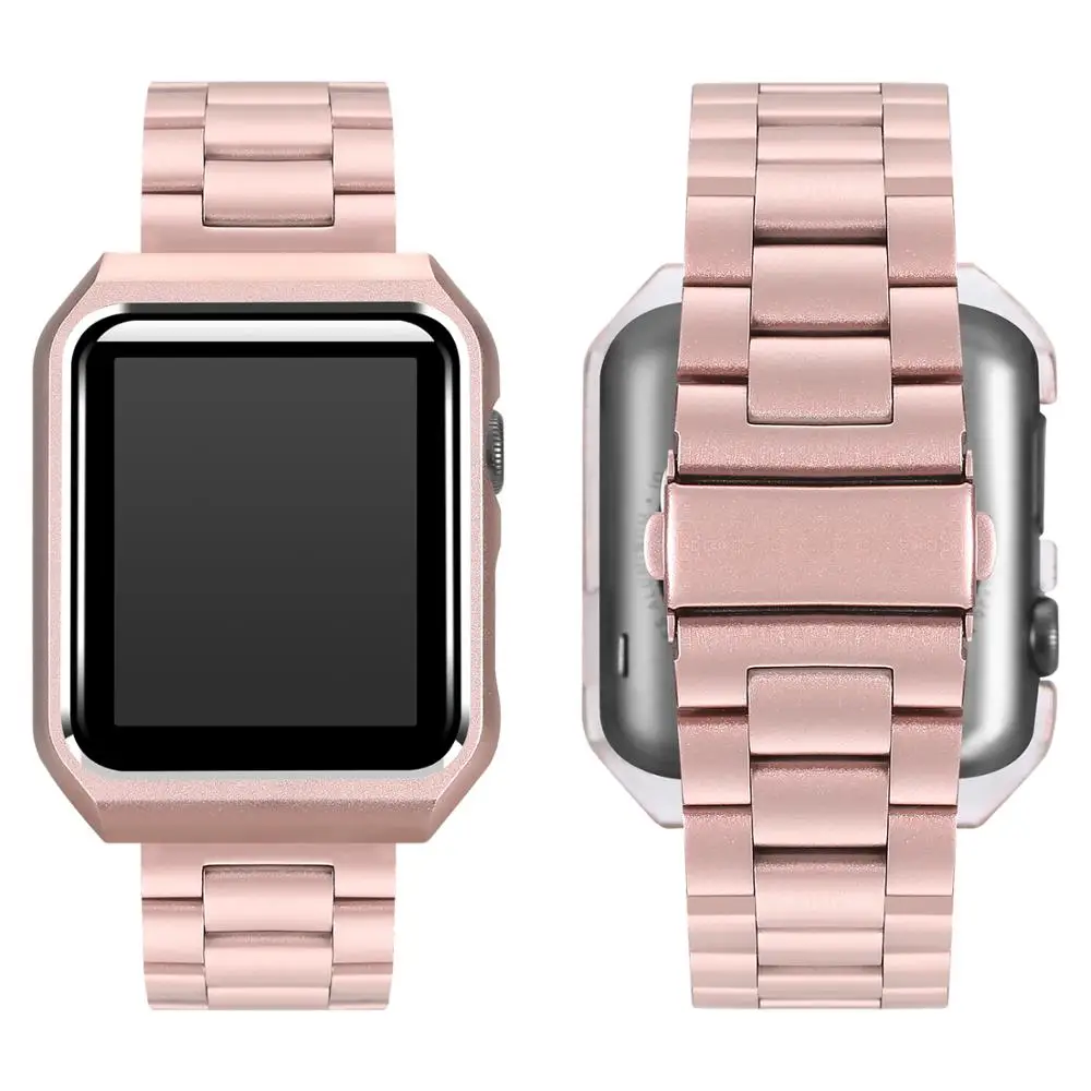 Rose Gold Ремешок для часов из нержавеющей стали с защитным чехлом для Apple Watch 38 мм 42 мм 40 мм 44 мм серия 4 3 2 1 металлический сменный ремешок - Цвет ремешка: Rose Gold