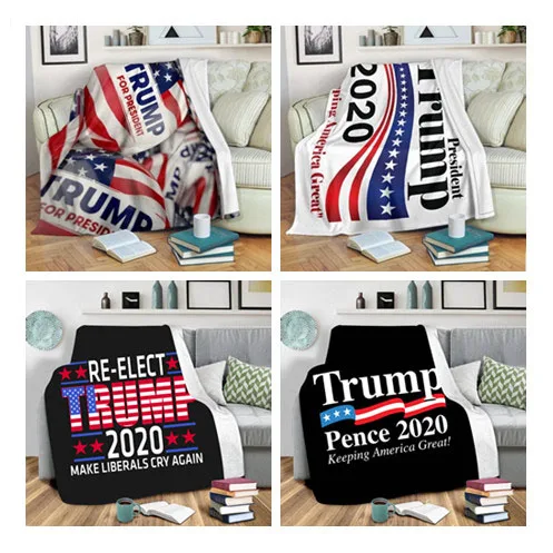 Плюшевое покрывало с принтом Трампа 2020 шерпа флисовое домашнее одеяло для