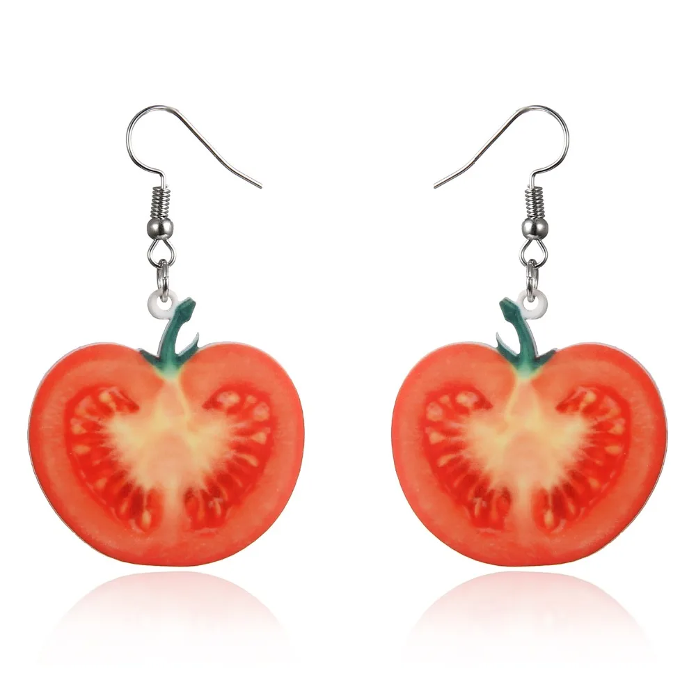 Neue Niedliche Obst-Ohrringe für Damen: Erdbeere, Ananas, Tomate, Kiwi, Orange, Gurke, Wassermelone, Apfel - Zarte Frucht-Ohrringe – Detail 11