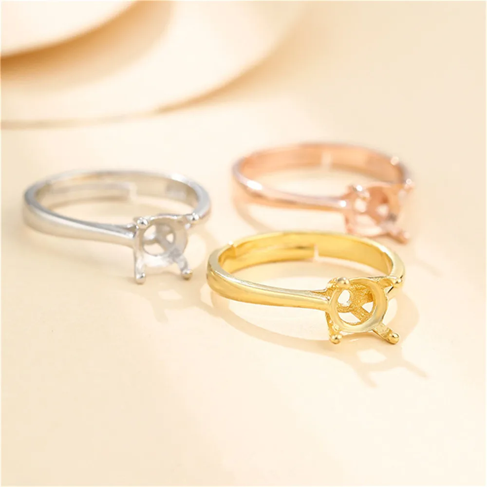 Ring Setting for 9x11mm12x17mm Rectangle Cabochons Ring Blank White Gold Plated 925 Silver Zircon Adjustable Ring Base SR0176 Ring Setting for 9x11mm12x17mm Rectangle Cabochons Ring Blank White Gold Plated 925 Silver Zircon Adjustable Ring Base SR0176