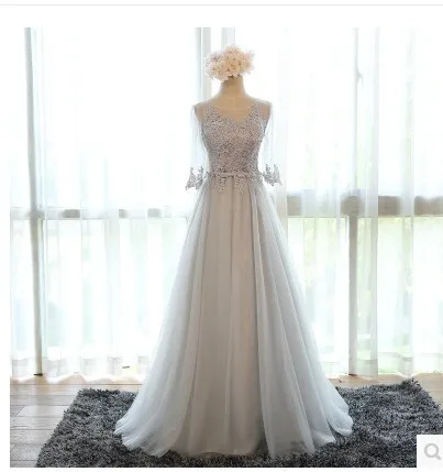 Bridesmaid Dresses O-Neck Three Quarter Long Lace Party Dress Plus Size Wedding Party Dress Vestido De Festa Crystal Dress Bridesmaid Dresses O-Neck Three Quarter Long Lace Party Dress Plus Size Wedding Party Dress Vestido De Festa Crystal Dress
