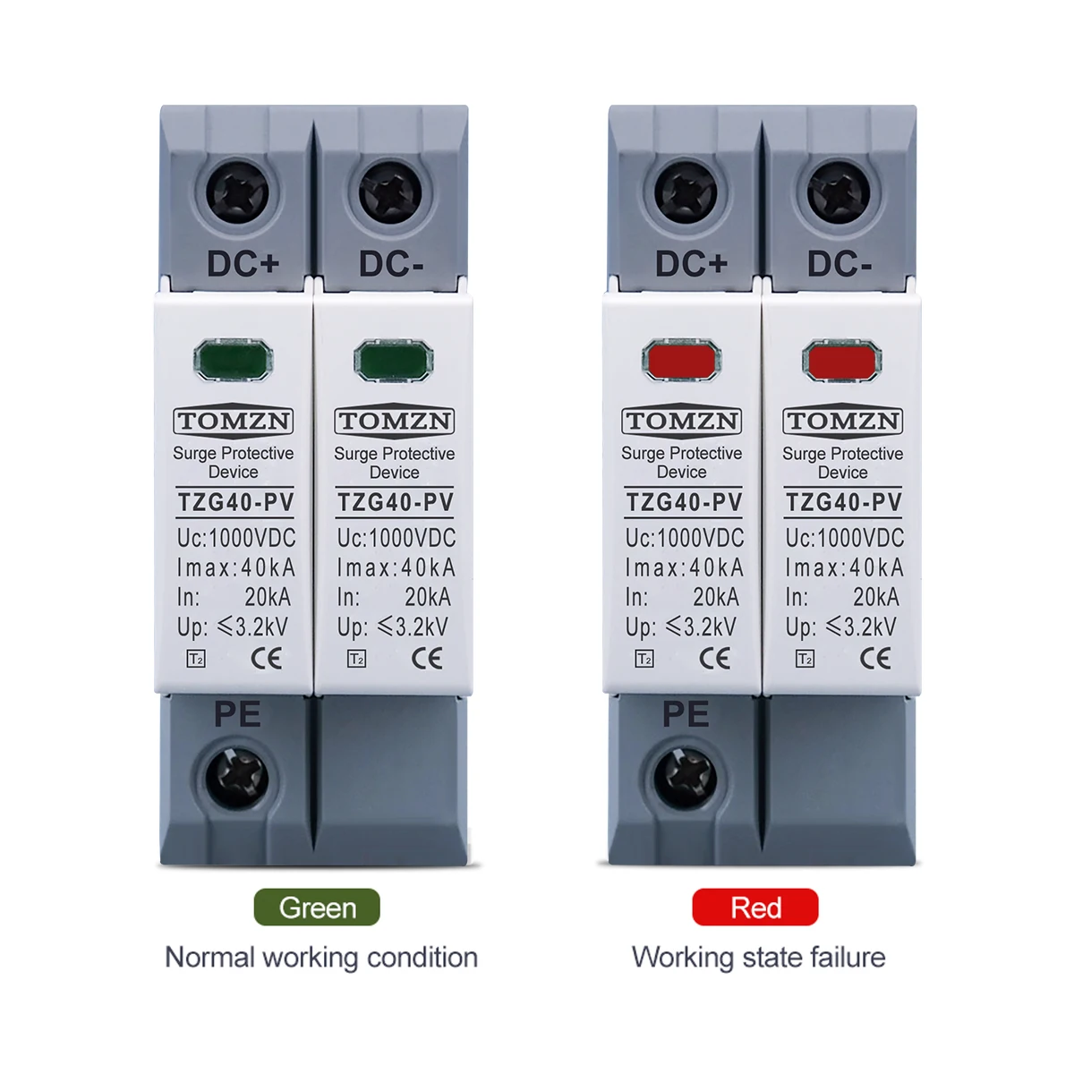 DC SPD 1000V 800V 600V 20KA~40KA  House Surge Protector Protective Low-voltage  Arrester Device