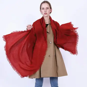 

New pure sequined Beaded cashmere-like lady scarf in Europe in 2019,Export the original single-length large shawl couple scarf