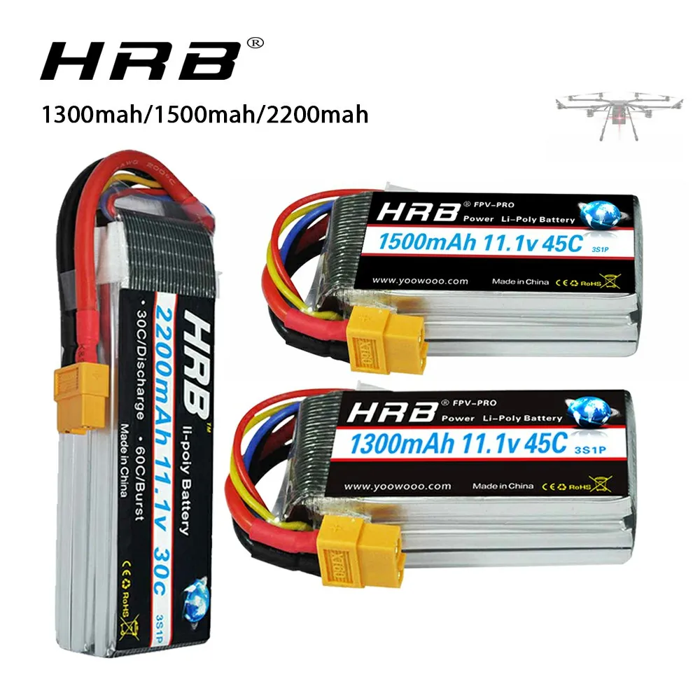 Аккумулятор HRB Lipo 3S 11 1 в 1300 мАч 1500 14 8 2200 30C 100C с разъемом Deans XT60 для