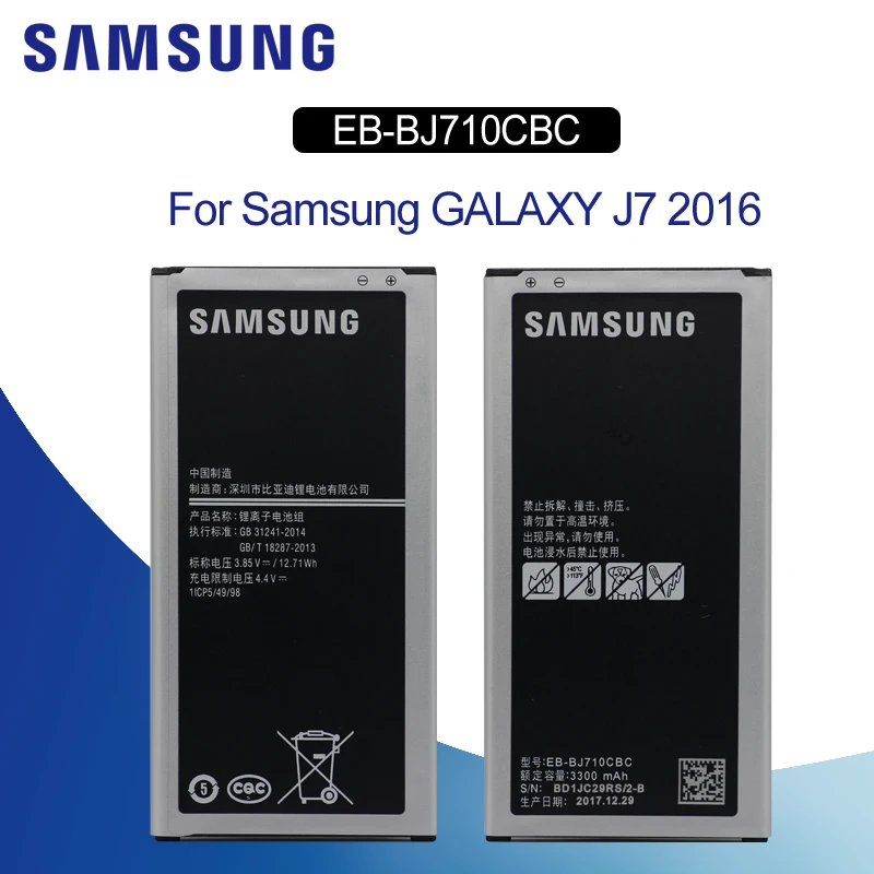 

SAMSUNG Original Phone Battery EB-BJ710CBC For Samsung Galaxy J7 2016 Edition J710 J710F J710FN J710M J710H J7 2016 DUOS 3300mAh