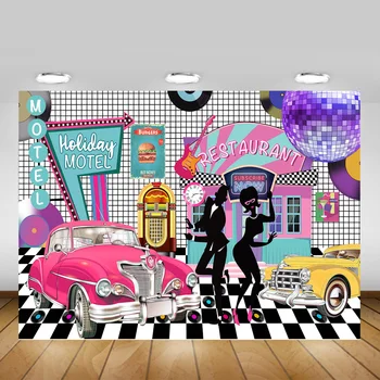 

80s 90s Hip Hop Themed Party Backdrop for Photography Boogie Restaurant Disco Adult Birthday Background Photo Studio Photocall