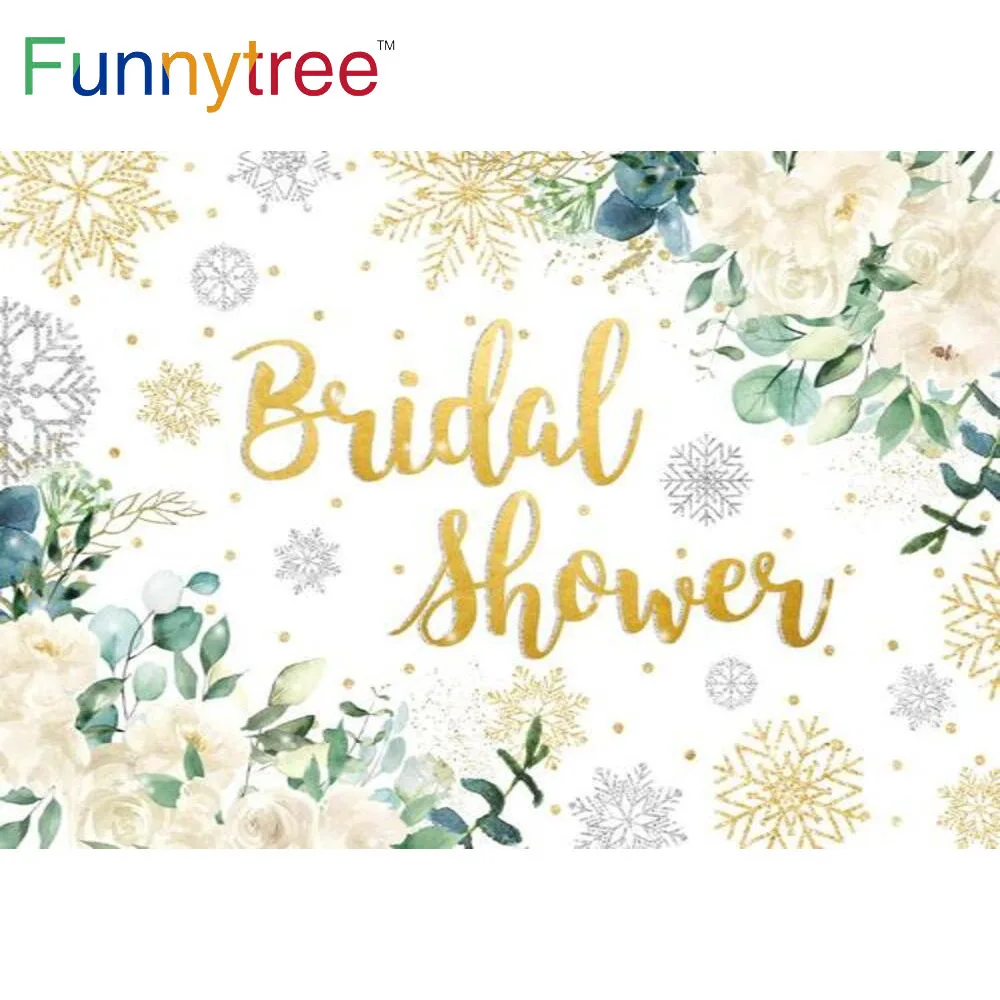

Funnytree свадебный душ Золотой Снежинка Цветы Листья точки свадебный фон для девичвечерние для фотосессии фон