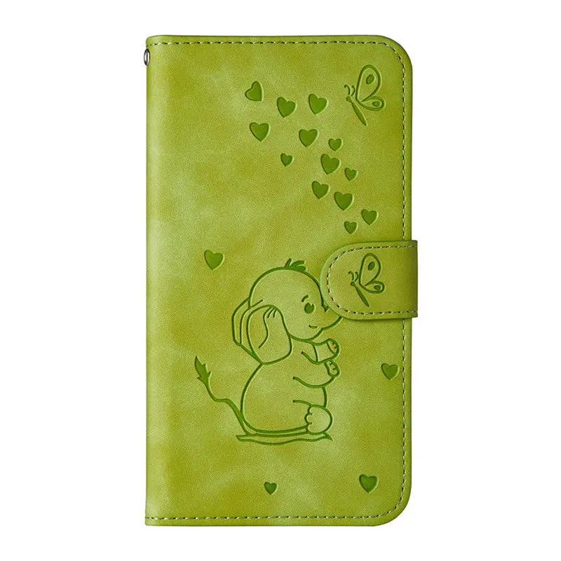 Green Милый Дамбо Чехлы для samsung Galaxy A10 A20 A20E A30 A40 A50 A70 A80 S7 S8 S9 S10E S10 Plus, чехол-кошелек с карманом для карт чехол-подставка DP23G - Цвет: Green