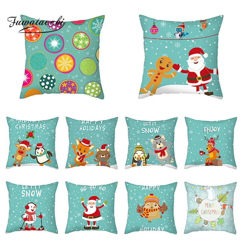

Fuwatacchi Winter Animals Printed Cushion Cover Christmas Gift Decorative Pillows Cover for Home Sofa Throw Pillowcases 45*45cm