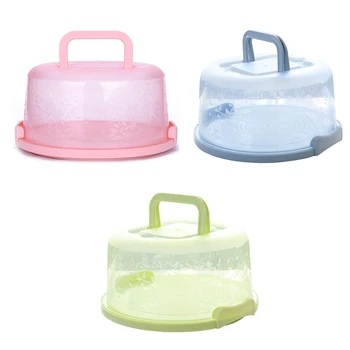 

3 x Plastic Round Cake Box Carrier Handle Pastry Storage Boxes Dessert Container Cover Case Birthday Wedding Party Kitchen