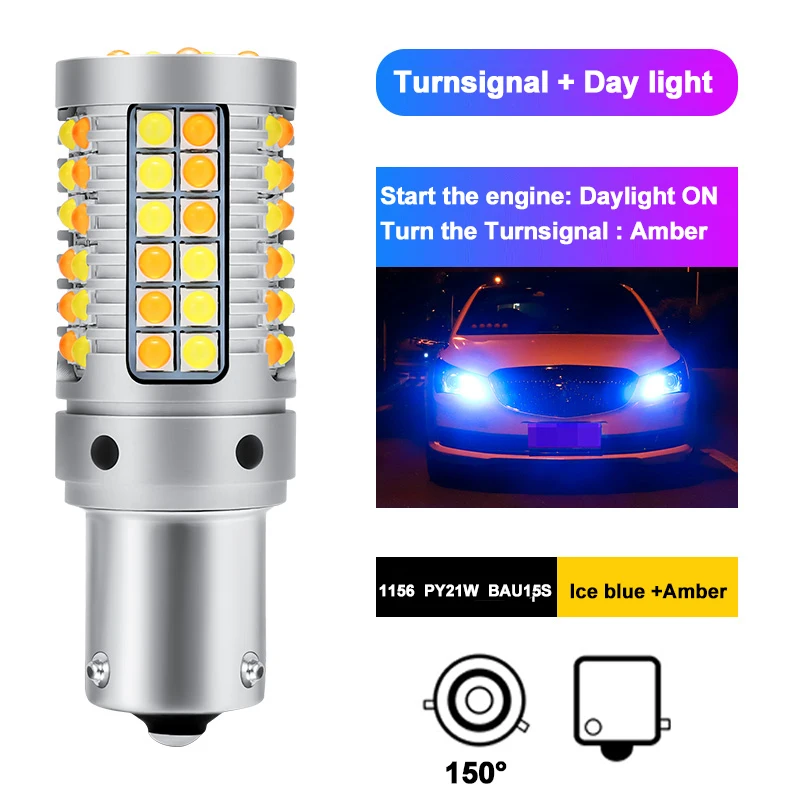ShinMan 70 Вт 1156 BAU15S светодиодный Turnsignal py21w светодиодный светильник Автомобильный светодиодный дневной светильник 7507 с can-bus поворота светильник двойной цвет дневные ходовые огни светильник - Испускаемый цвет: BAU15S Ice blue