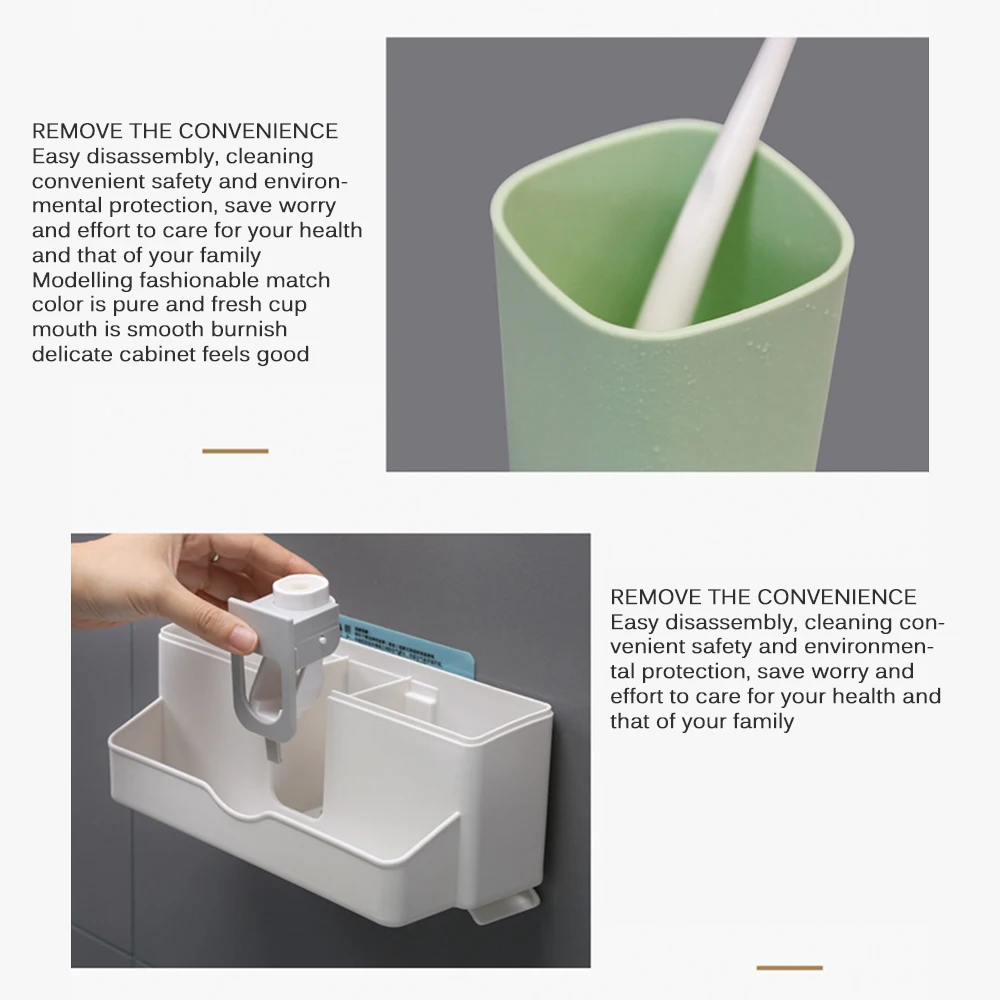 Wall Mounted Toothbrush Holder Automatic Toothpaste Dispenser Toiletries Storage Rack Bathroom Accessories Set
