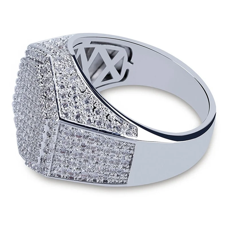 Mens Hip Hop Iced Rings | Square Cz Hiphop Ring | Iced