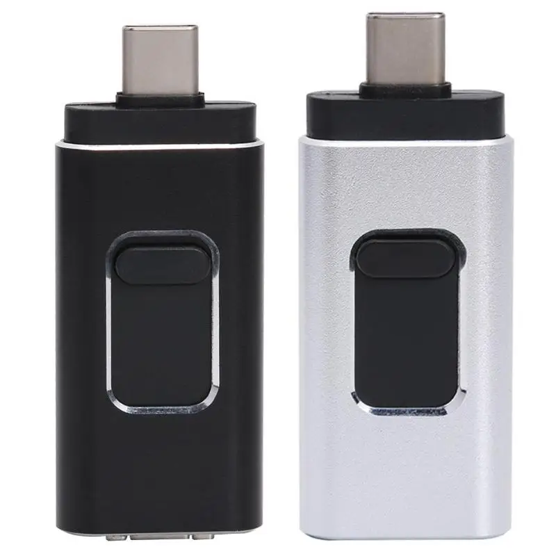 Многофункциональный 4 в 1 TYPE-C USB флэш-накопитель 64 ГБ для мобильных телефонов iOS Android, совместимых с IOS/Android/PC& Mac Metal Materia