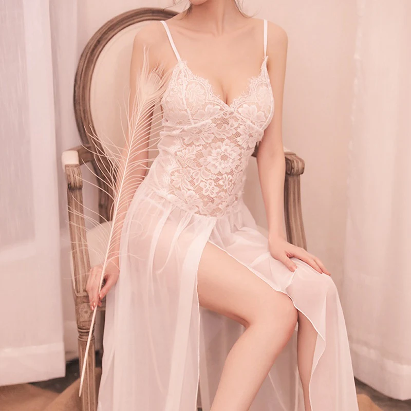 Женская длинная ночная рубашка рубашки для сна женское кружевное нижнее белье