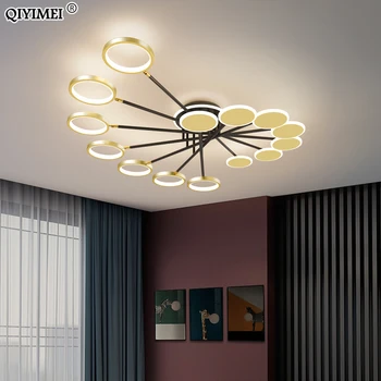

Modern LED Chandelier Lights For Living Room Bedroom Black Golden Indoor Lighting Lamps Creative Luminaire Fixtures AC 90-260V