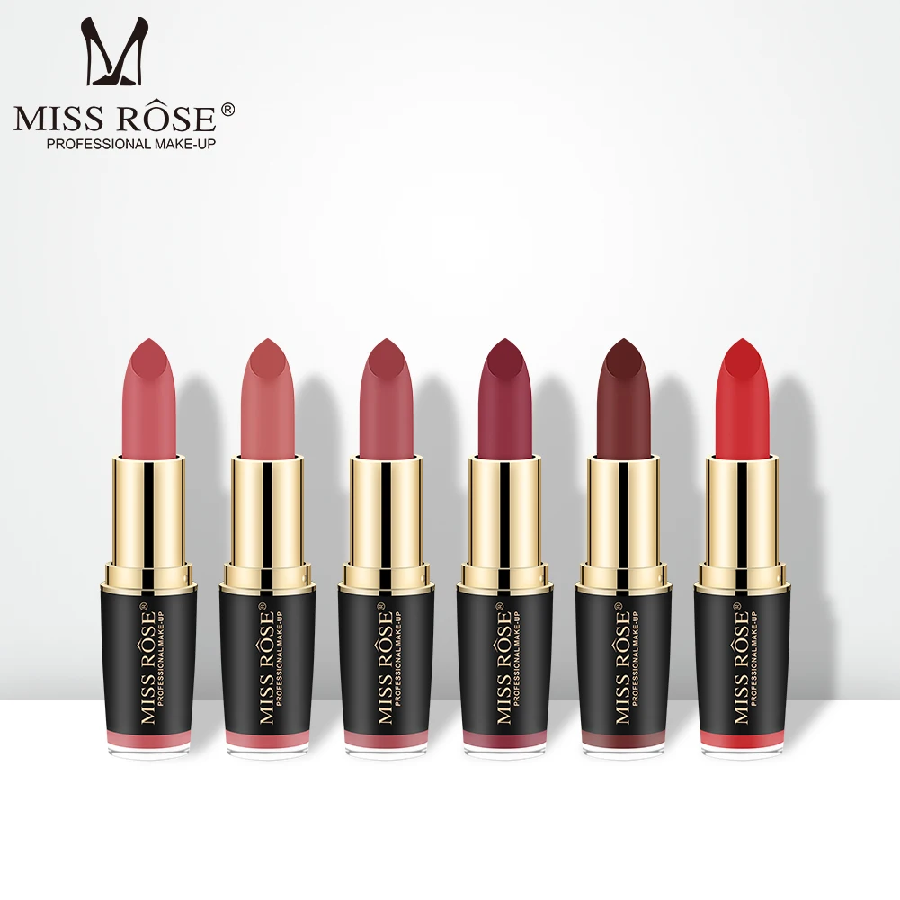 

2 Pcs MISS ROSE Lipstick Matte Waterproof Nutritious 4 Colors Easy to Wear Lipstick Long Lasting Lips Makeup lipstick set TSLM1