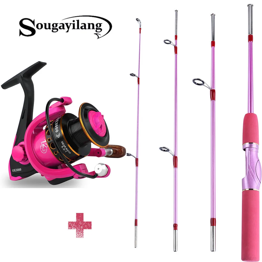 Sougayilang 155cm Spinning Fishing Rod And 12BB Spinning Fishing Reel for Outdoor Saltwater Freshwater Fishing Rod Combo Pesca