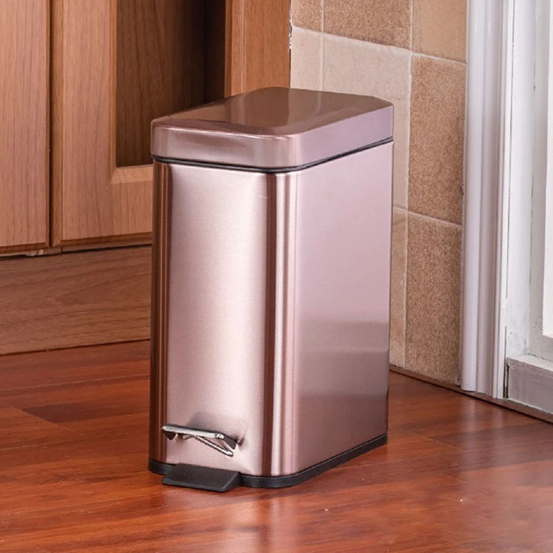 Pedal Bin Household Trash Can Mute Stainless Steel Kitchen Trash Bin With Liner Nin668 Waste Bins Aliexpress