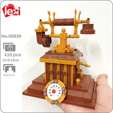 

Lezi 00939 Retro Home Building Blocks Rotarydial Telephone Luxury Phone Machine Model DIY Mini Bricks Toy for Children Kid Gifts