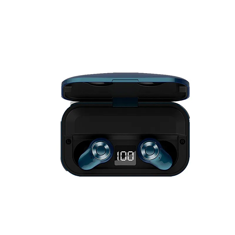 Navy Blue TWS Bluetooth 5,0 наушники мини беспроводные наушники HD стерео гарнитура для водителя автомобиля сенсорные наушники с зарядным устройством внешний аккумулятор - Цвет: Navy Blue